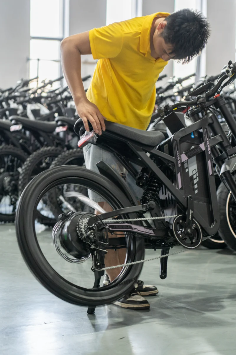 Elektrische fiets met dubbele accu en dikke banden Elektrische fiets met dubbele accu en dikke banden